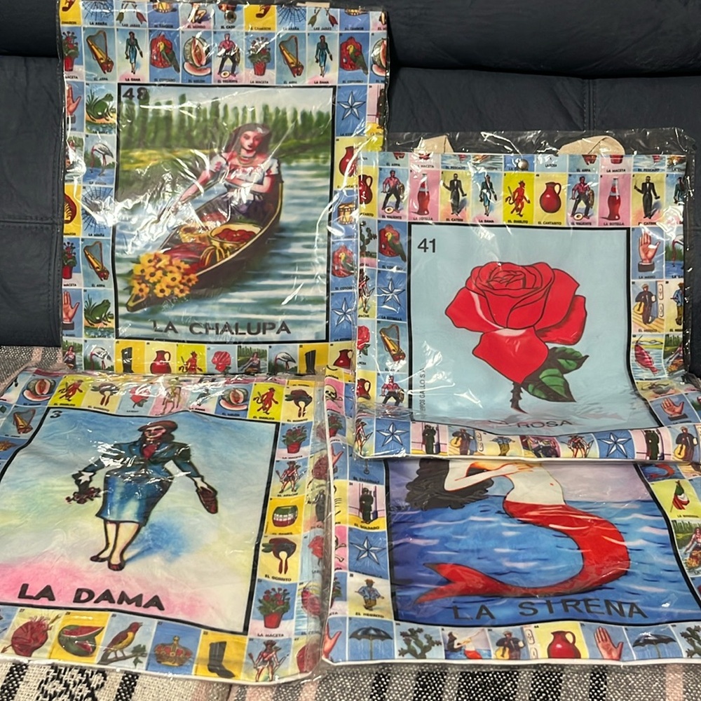 Mexican Loteria Tote Bag, Button closure, Bulk of 4